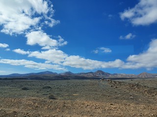 landscape on lanzarote with blue sky