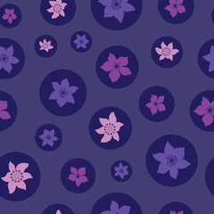 Naklejka na ściany i meble Tropical ditsy flowers vector repeat pattern on a dotted pattern. Pattern for fabric, backgrounds, wrapping, textile, wallpaper, apparel. Vector illustration