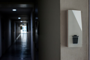 A signboard of The trash room in an apartment in Bangkok Thailand 