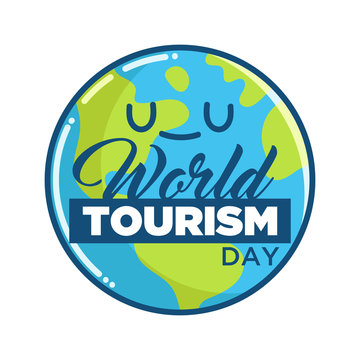 Happy globe planet earth cartoon for world tourism day