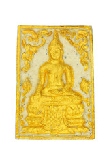 Small Buddha image or Thai amulet isolated on white background