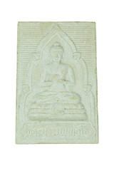 Small Buddha image or Thai amulet isolated on white background