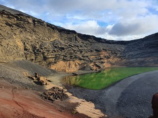 green lake in the mountains