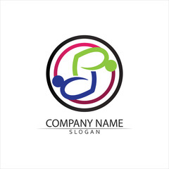 People Icon work group Vector logo design community and care
