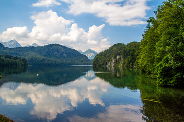a lake with a mountain in the background