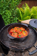 grilled stuffed pepper with tomato sauce