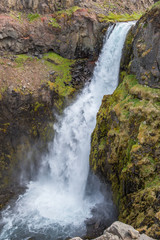 Gljufurarfoss waterfall in Gljufura river in Vopnafjordur in Iceland