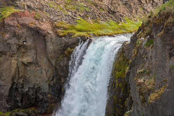 Fototapeta na wymiar Gljufursarfoss waterfall in Gljufura river in Vopnafjordur in Iceland