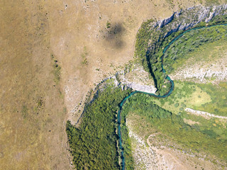 Aerial view of Iskar Panega Geopark, Bulgaria