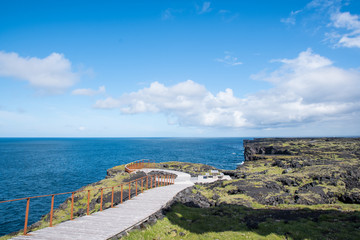 Sightseeing platforms on the cliff of Svortuloft in Snaefellsnes in Iceland