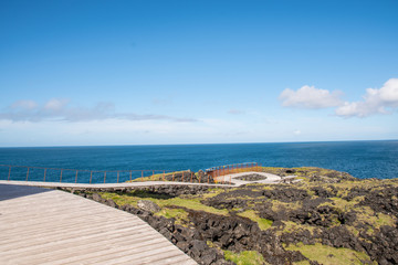 Sightseeing platforms on the cliff of Svortuloft in Snaefellsnes in Iceland