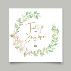 soft green floral wedding invitation card set