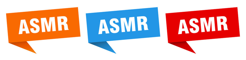 asmr banner sign. asmr speech bubble label set