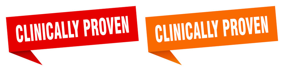 clinically proven banner sign. clinically proven speech bubble label set