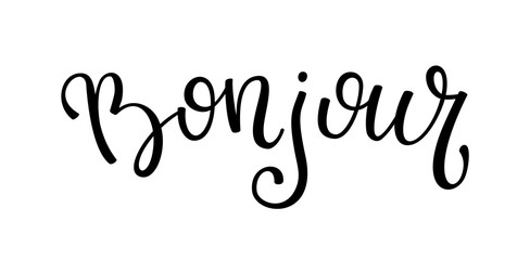 Hand lettering Good morning. French letters. Template for card, poster, print. © Maria