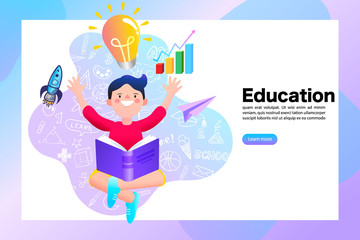 vector illustration of a boy with a book.education concept