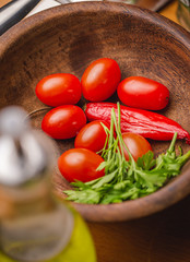 tomatoes, oil, pepper and spices.