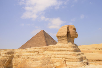 The Sphinx and Giza Pyramids in Cairo - Egypt
