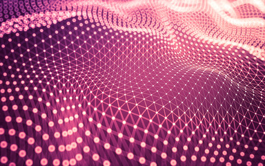 Abstract background. Molecules technology with polygonal shapes, connecting dots and lines. Connection structure. Big data visualization.