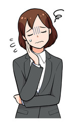 悩んでいるスーツの女性