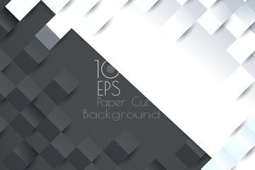 Abstract gray and white paper cut template BG