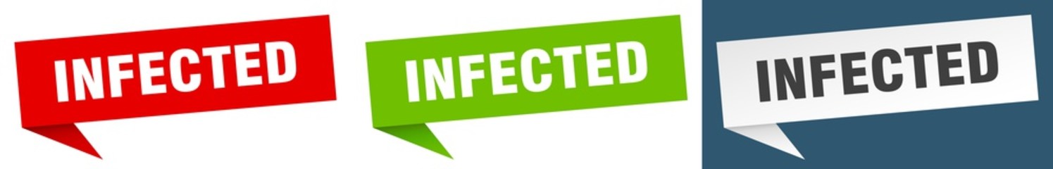 infected banner sign. infected speech bubble label set