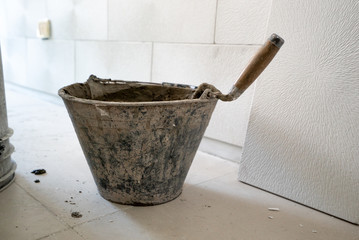 mortar bucket during renovation