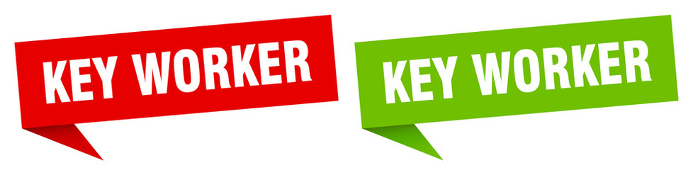 key worker banner sign. key worker speech bubble label set