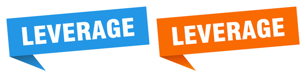leverage banner sign. leverage speech bubble label set