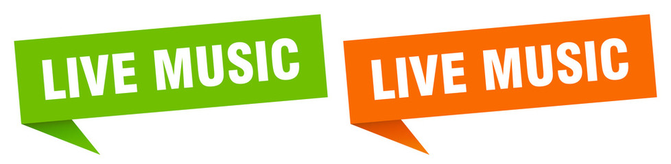 live music banner sign. live music speech bubble label set