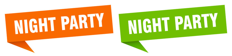 night party banner sign. night party speech bubble label set