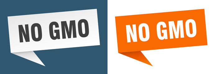 no gmo banner sign. no gmo speech bubble label set