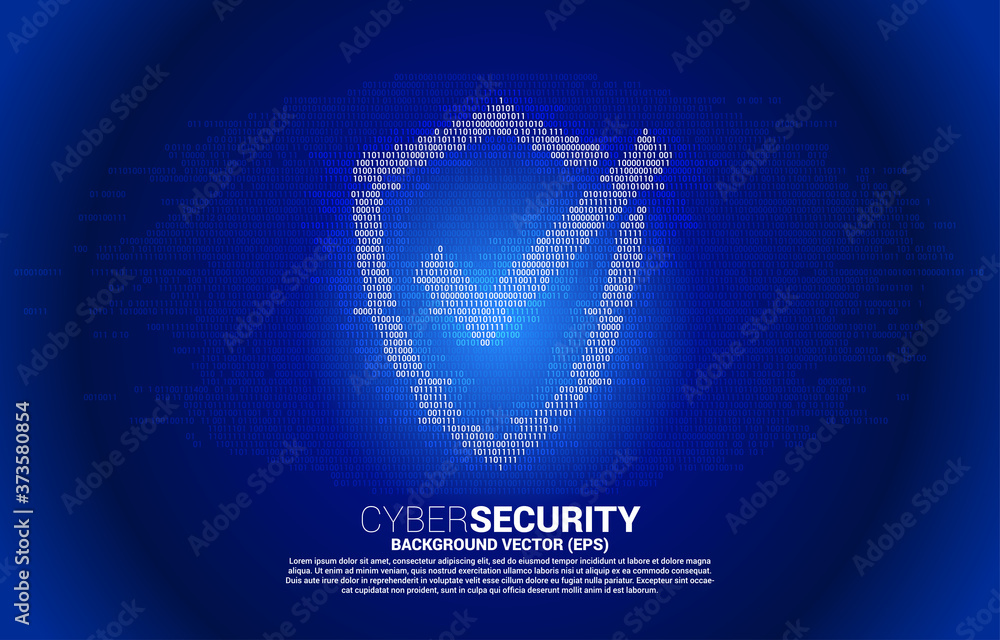 Poster Protection shield icon from one and zero binary code digit matrix style. concept of guard security and safety