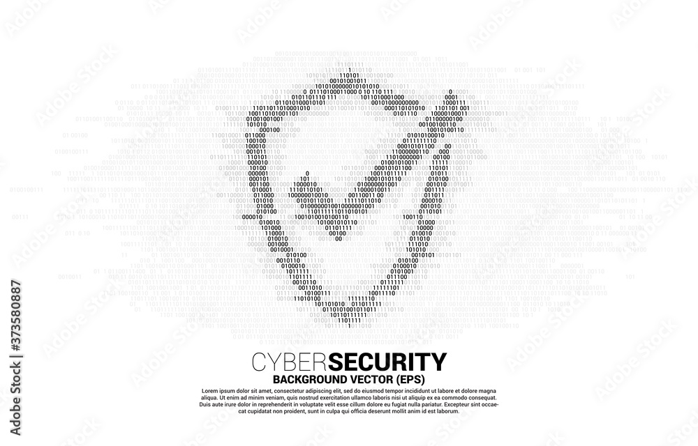 Poster Protection shield icon from one and zero binary code digit matrix style. concept of guard security and safety