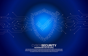 Protection shield icon from circuit board style dot connect line. concept of guard security and safety