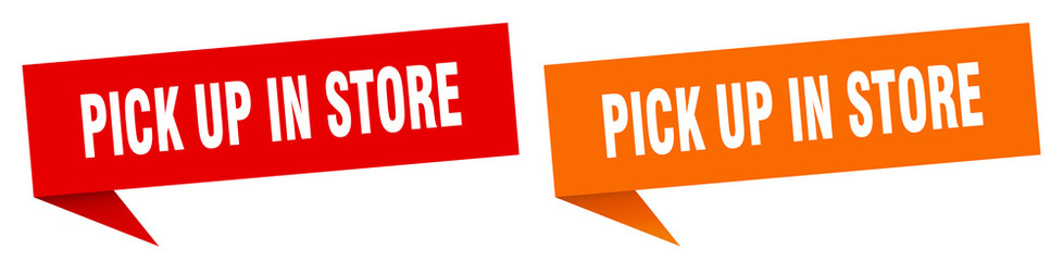 pick up in store banner sign. pick up in store speech bubble label set