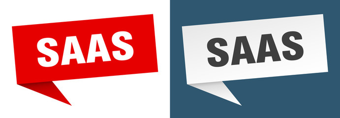 saas banner sign. saas speech bubble label set