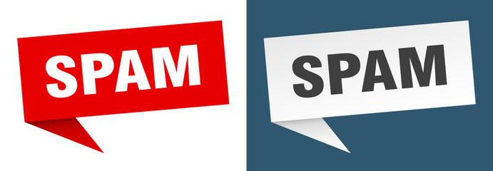 spam banner sign. spam speech bubble label set