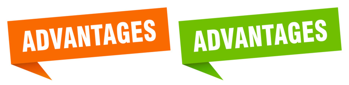 advantages banner sign. advantages speech bubble label set