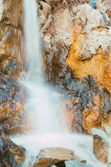 Beautiful and toxic waterfall in Rio Tinto, Huelva, Spain