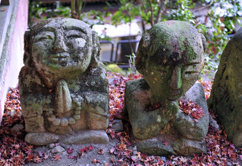 Wonderful stone statues in buddhist temple in Kyoto - Otagi Nenbutsuji. 