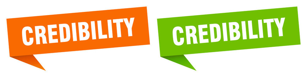 credibility banner sign. credibility speech bubble label set