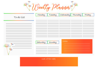 Weekly Planner with dandelion 