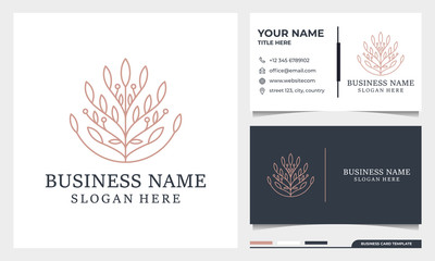 Beauty logo and business card design illustration. beauty, fashion, salon, spa, yoga, flower logo design