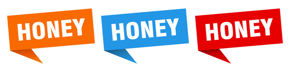 honey banner sign. honey speech bubble label set