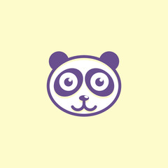 Cartoon Flat Cute Panda Face Logo