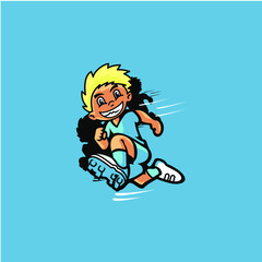 Cartoon Happy Soccer Kid Character