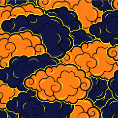 Cartoon Orange And Grey Cloud Sky Seamless Background