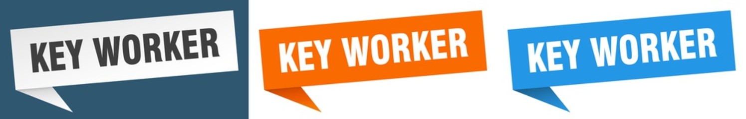 key worker banner sign. key worker speech bubble label set