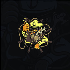 Boat Captain Hookah Mascot Logo